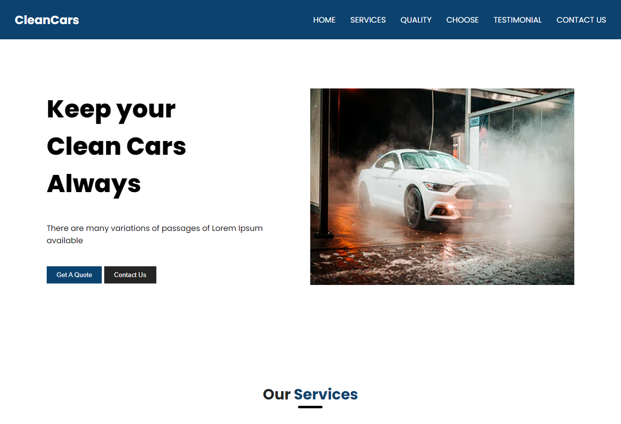 Clean Car (HTML/Css/Js)